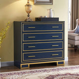 Cabinet bleu de luxe moderne Gold Rims Porte accent à 4 dessins