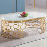 Modern Oval Coffee Table Marble Top with Stainless Steel Frame-Richsoul-Coffee Tables,Furniture,Living Room Furniture