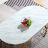 Modern Oval Coffee Table Marble Top with Stainless Steel Frame-Richsoul-Coffee Tables,Furniture,Living Room Furniture