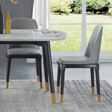 Juego de 2 sillas de mesa de comedor de PU gris tapizadas modernas