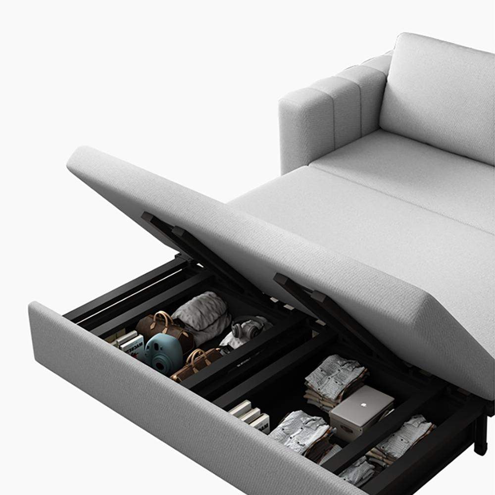 Gray Nordic Convertible Sofa Bed Cotton& Linen Upholstery with Storage-Richsoul-Daybeds,Furniture,Living Room Furniture