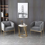 Gray Velvet Accent Chair Modern Upholstered Arm Chair with Gold Legs Pillow Included-Richsoul-Chairs &amp; Recliners,Furniture,Living Room Furniture
