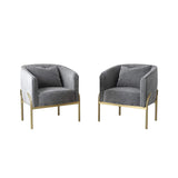 Gray Velvet Accent Chair Modern Upholstered Arm Chair with Gold Legs Pillow Included-Richsoul-Chairs &amp; Recliners,Furniture,Living Room Furniture