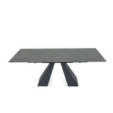 Mesa de comedor plegable de lujo rectangular con losa de roca retráctil minimalista