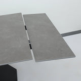 Mesa de comedor plegable de lujo rectangular con losa de roca retráctil minimalista