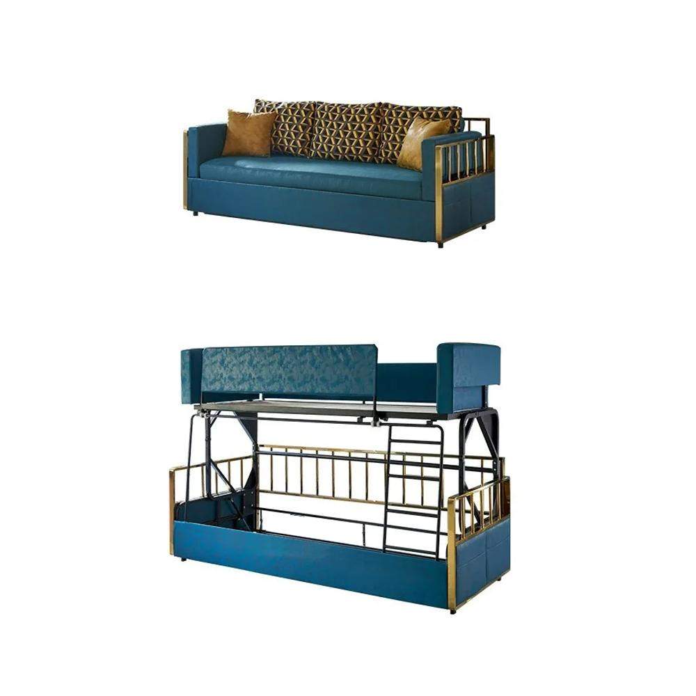 Modern Wood Bunk Bed Sleeper Convertible Sofa Bed 3-Seater Pillows Included-Richsoul-Daybeds,Furniture,Living Room Furniture