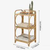 Rustic Rattan Standard Bookshelf with 3-Tier Wooden Shelf-Bookcases &amp; Bookshelves,Furniture,Office Furniture