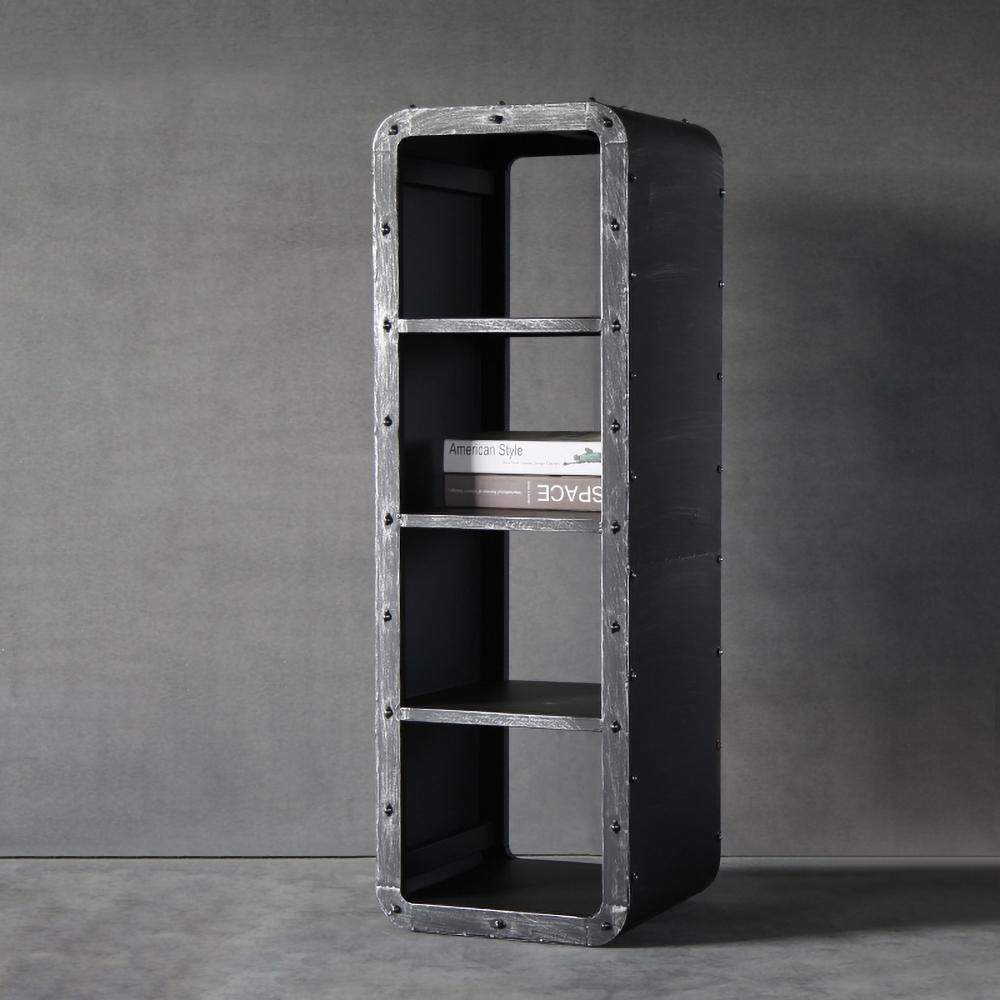 Industrial 4 Shelf Bookshelf Metal Bookcase Brushed Black Display Shelf-Bookcases &amp; Bookshelves,Furniture,Office Furniture