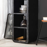 Industrial 4 Shelf Bookshelf Metal Bookcase Brushed Black Display Shelf-Bookcases &amp; Bookshelves,Furniture,Office Furniture