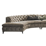 Curved Khaki Sectional Sofa Upholstered Velvet Chesterfield Sofa Stainless Steel Legs-Richsoul-Furniture,Living Room Furniture,Sectionals