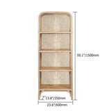 59" Natural Rattan Woven Bookcase with 3 Shelves-Bookcases &amp; Bookshelves,Furniture,Office Furniture