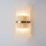 Lámpara de pared de interior de 2 luces con barra de vidrio creativa contemporánea Vanity Light Metal en dorado
