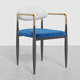 Chaise de salle à manger en cuir blanc et bleu Pu Pu Sild à dos de chaise de chaise de 2