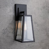 Farol de hierro negro mate antiguo industrial retro Aplique de pared para exteriores 1 luz con vidrio transparente