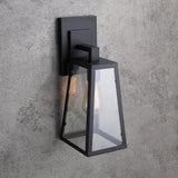 Retro Industrial Antique Mattschwarze Eisenlaterne Außenwandleuchte 1-Licht mit klarem Glas