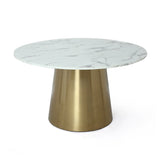 طاولة الطعام الحديثة المستديرة رخام الطاولة الفولاذ المقاوم للصدأ الذهبي