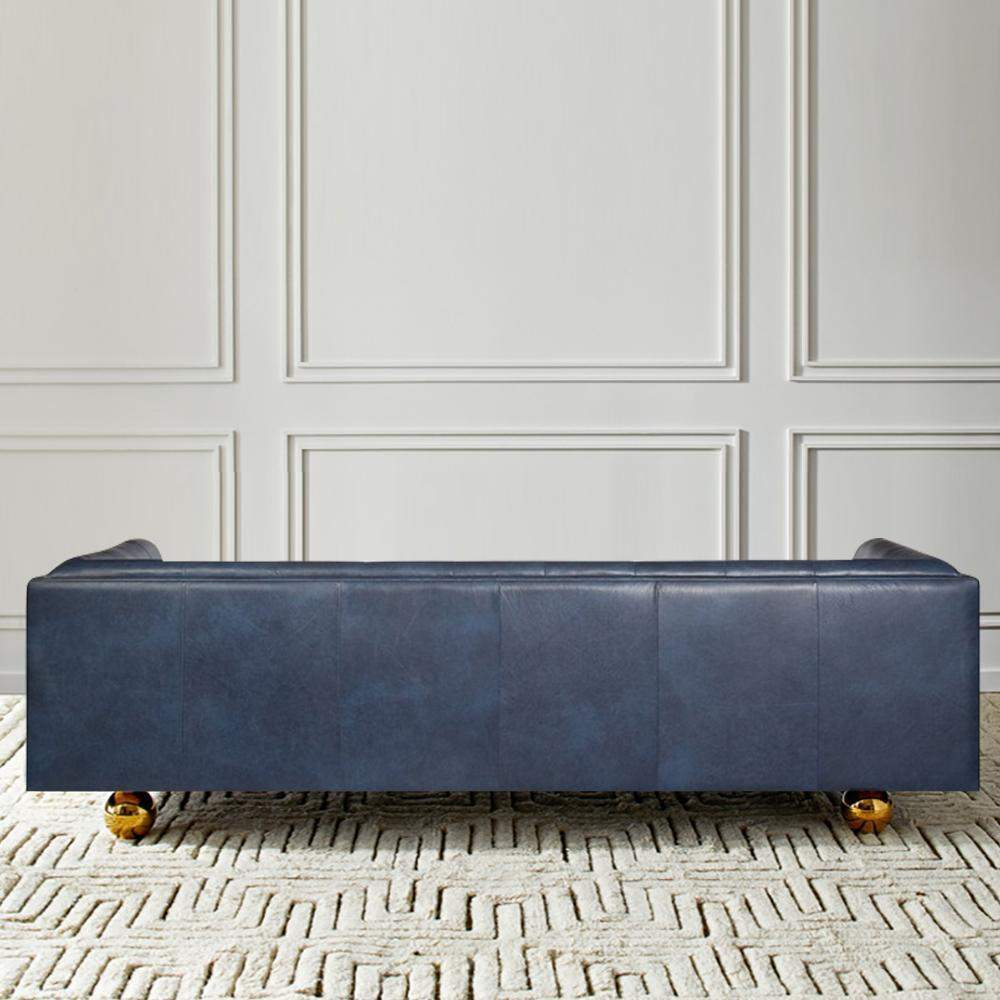 82.7" Leather Upholstered Modern Sofa 3-Seater Sofa Luxury Sofa Gold Legs-Furniture,Living Room Furniture,Sofas &amp; Loveseats