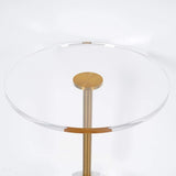 Acrylic Round Side Table Clear Stylish End Table Stainless Steel-Richsoul-End &amp; Side Tables,Furniture,Living Room Furniture