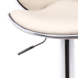 Bar Height Bar Stool White PU Leather Upholstery 30.3" Bar Chair with Backrest