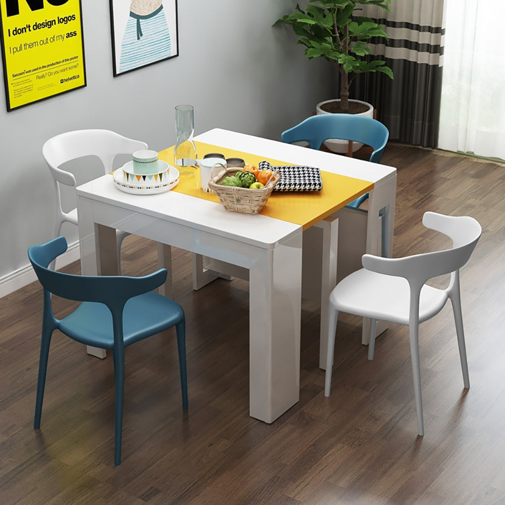 Modern Foldable White Dining Table Movable Writing Desk