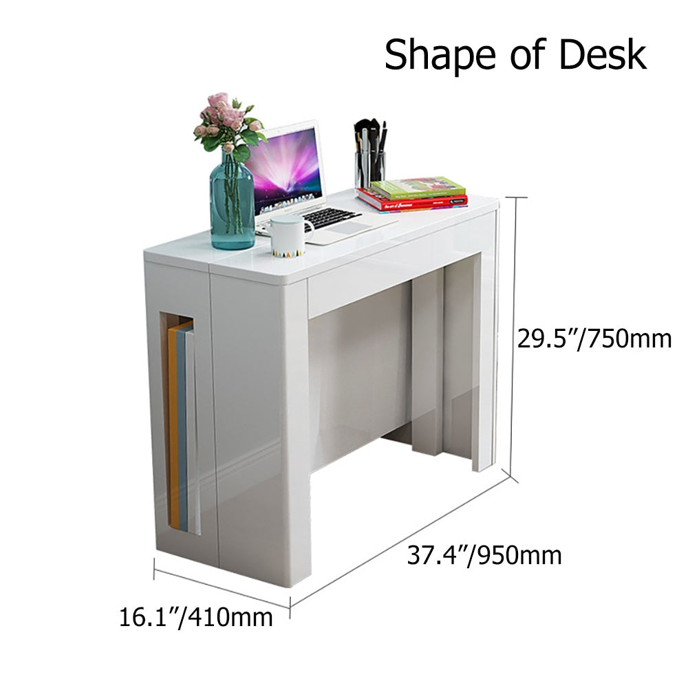 Modern Foldable White Dining Table Movable Writing Desk-Wehomz – WEHOMZ