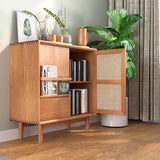 33" Cottage Natural Storage Cabinet with Door & Shelves & Drawer