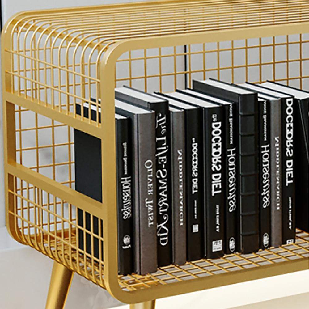 Modern Mesh Standing Etagere Bookshelf in Gold-Bookcases &amp; Bookshelves,Furniture,Office Furniture