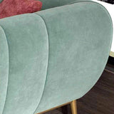 Modern Green Velvet Upholstered Sofa 3-Seater Sofa Gold Stainless Steel Base-Richsoul-Furniture,Living Room Furniture,Sofas &amp; Loveseats