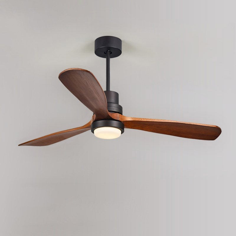 52" LED Ceiling Fan with 3 Walnut Blades Glass Shade Ceiling Fan with Remote Control