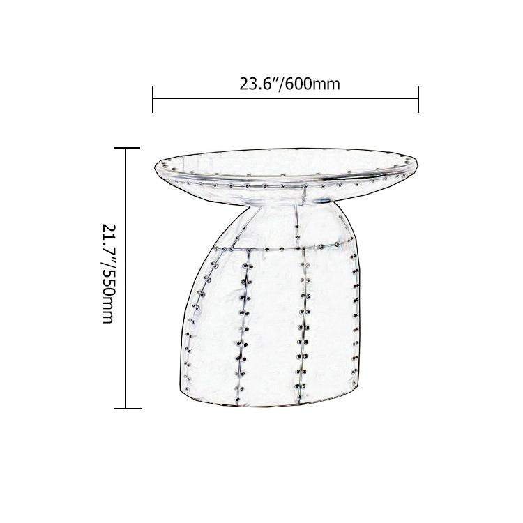 Zado Industrial Silver End Table Mushroom Shape Side Table with Rivet Accents-Richsoul-End &amp; Side Tables,Furniture,Living Room Furniture