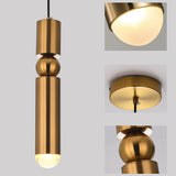 Lámpara colgante moderna minicilíndrica de una luz en dorado