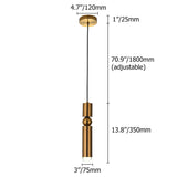 Mini Cylinder Single-Light Modern Pendant Light in Gold