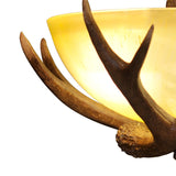 Faux Antler 3 Lights Foyer Pendant Light with Frosted Glass Bowl Shade