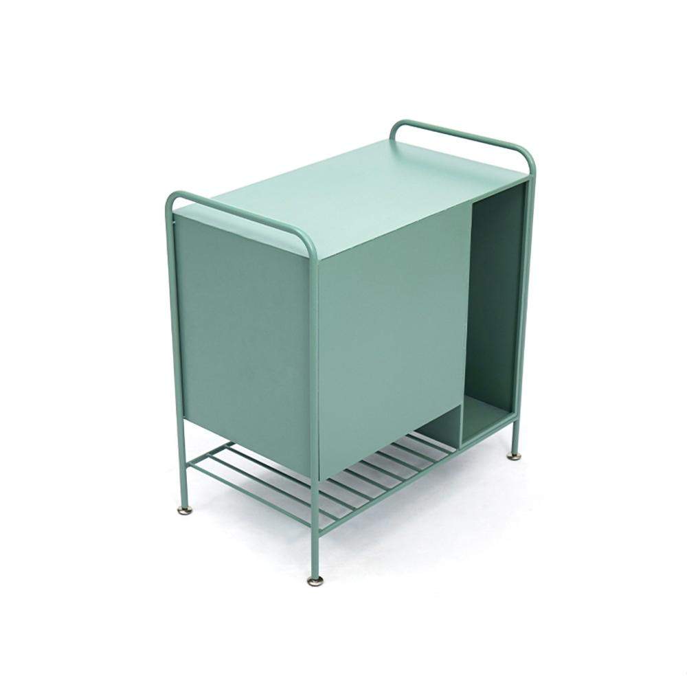 Modern Side Table Solid Metal End Table with Storage Shelf Side Table with Door-Richsoul-End &amp; Side Tables,Furniture,Living Room Furniture