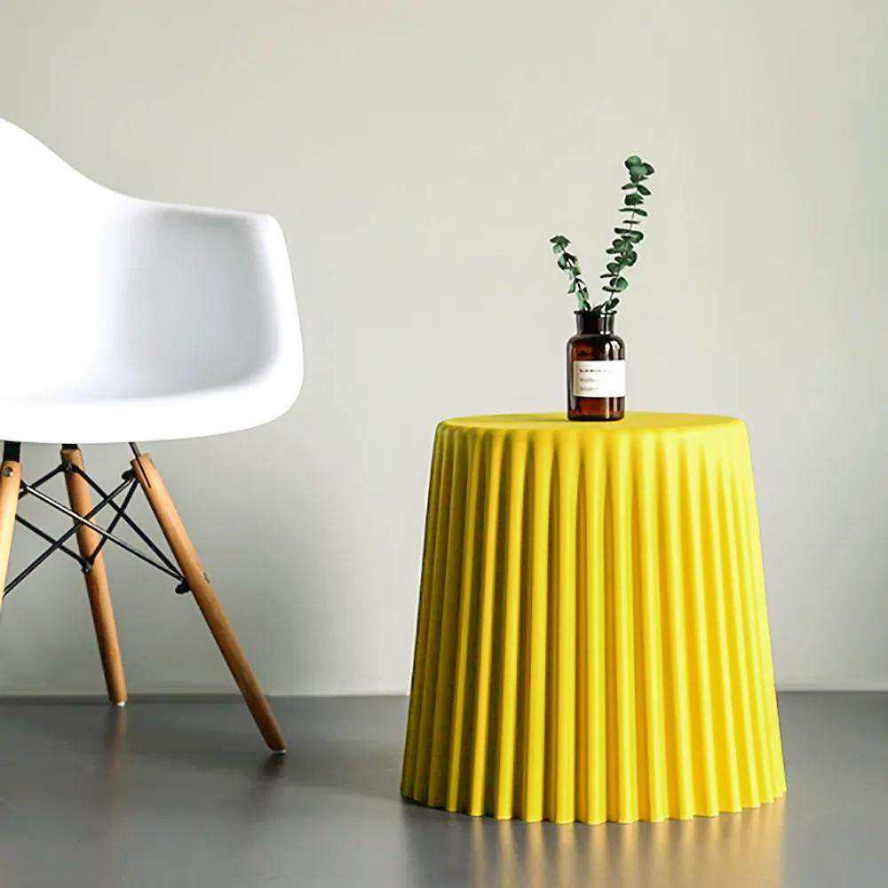 Modern Side Table Round End Table Sofa Side End Table PP Plastic in Yellow-Richsoul-End &amp; Side Tables,Furniture,Living Room Furniture