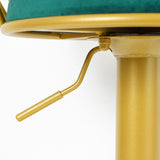 Tabouret de bar à hauteur de bar tabouret de bar avec un ensemble de semelles en velours de dossier de 2 en finition en or