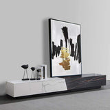 White & Black Stone TV Stand with Drawer Media Console-Richsoul-Furniture,Living Room Furniture,TV Stands