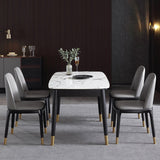 Table à manger extensible rectangulaire moderne de 55 "à 71" moderne avec haut de placage en marbre
