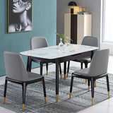 Table à manger extensible rectangulaire moderne de 55 "à 71" moderne avec haut de placage en marbre