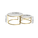 Nordic Round Coffee Table Gold Metal & White Marble Accent Table with Set of 2-Wehomz-Coffee Tables,Furniture,Living Room Furniture