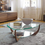2-Tiered Coffee Table with Shelf with Tempered Glass Top-Coffee Tables,Furniture,Living Room Furniture