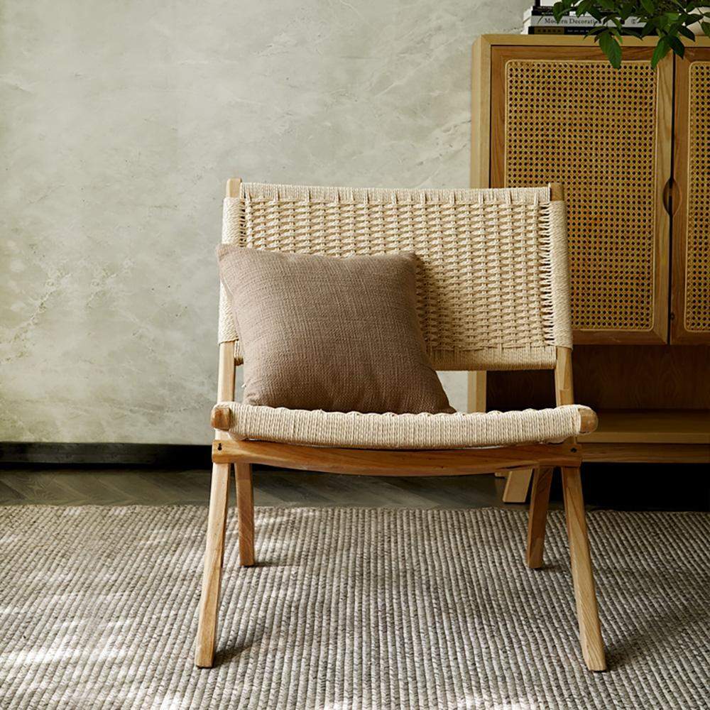 Rustic Foldable Recliner Chair Ash Wood Woven Hemp Rope Back & Seat in Natural-Richsoul-Chairs &amp; Recliners,Furniture,Living Room Furniture