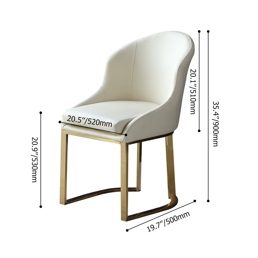 Off White Faux Leather Upholstered Dining Chair Gold Frame Set of 2