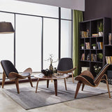 Modern Tripod Black Leather Lounge Chair with Single Side in Walnut-Richsoul-Chairs &amp; Recliners,Furniture,Living Room Furniture