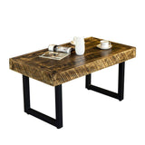 Vintage Industrial Coffee Table Rectangular Distressed Wood Accent Table Metal in Black Finish-Richsoul-Coffee Tables,Furniture,Living Room Furniture