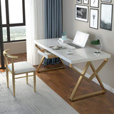 Modern White Writing Desk in Solid Wood & Metal Home Office Desk-Desks,Furniture,Office Furniture