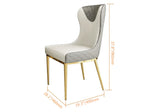PU Leather Tufted Upholstered Wingback Dining Chair Set of 2 Gold Stainless Steel Legs