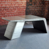 76" Sliver Modern Aviator Desk Aluminum Office Desk-Desks,Furniture,Office Furniture