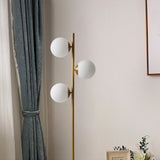 Modern Gold LED Globe Floor Lamp White Glass Shade Marble Base