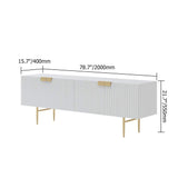 79" White TV Stand for 75 Inch TVs with Storage 4 Doors Gold Handles-Richsoul-Furniture,Living Room Furniture,TV Stands